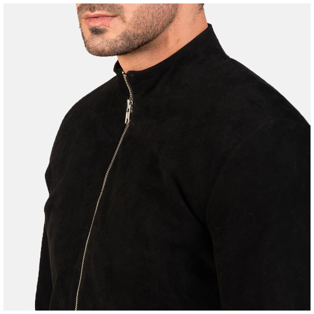 Charcoal Black Suede Biker Jacket