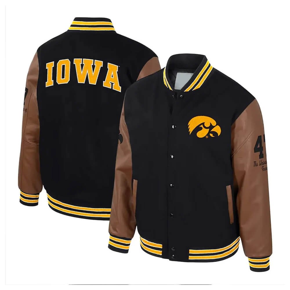 Men’s Black Iowa Hawkeyes Varsity Jacket