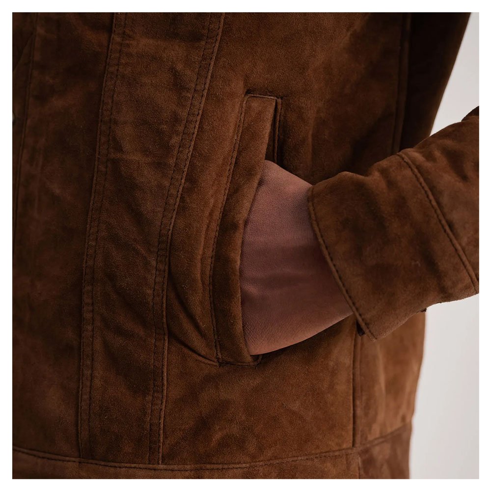 Dallis Brown Suede Shearling Trucker Jacket - Image 3