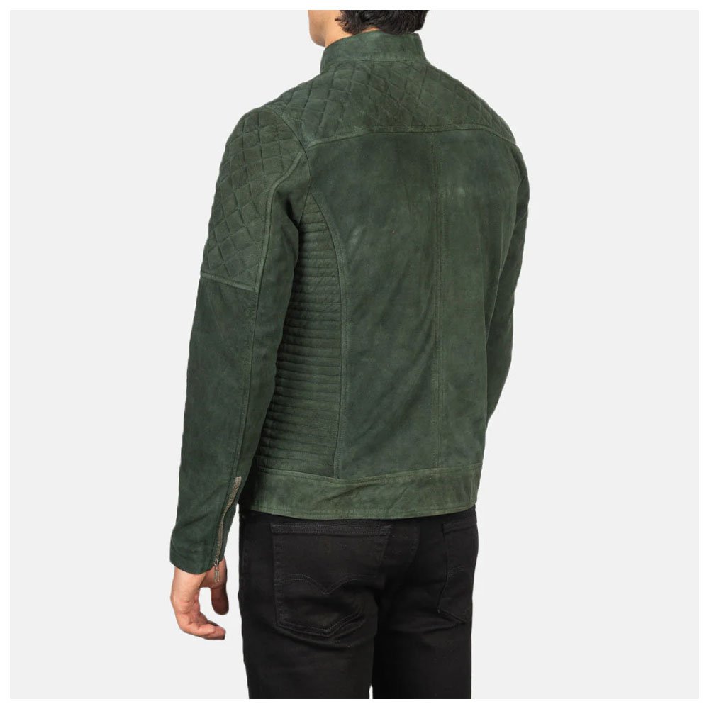 Fernando Quilted Green Suede Biker Jacket - Image 2