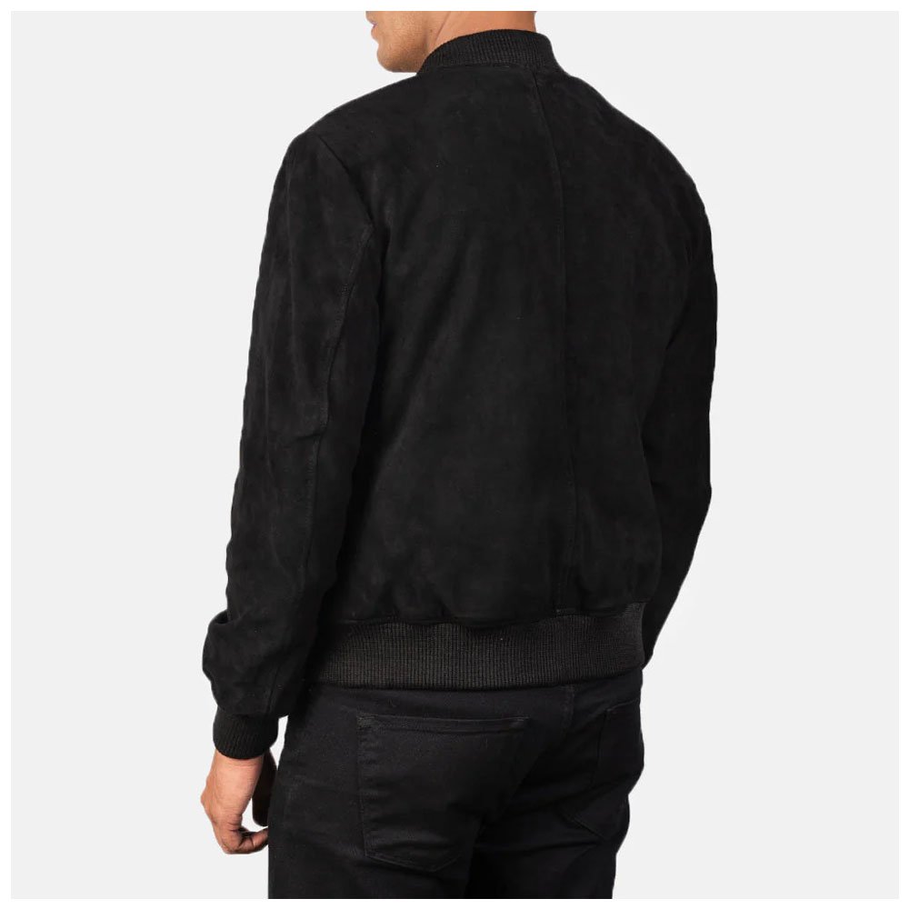 Shane Black Suede Bomber Jacket - Image 3