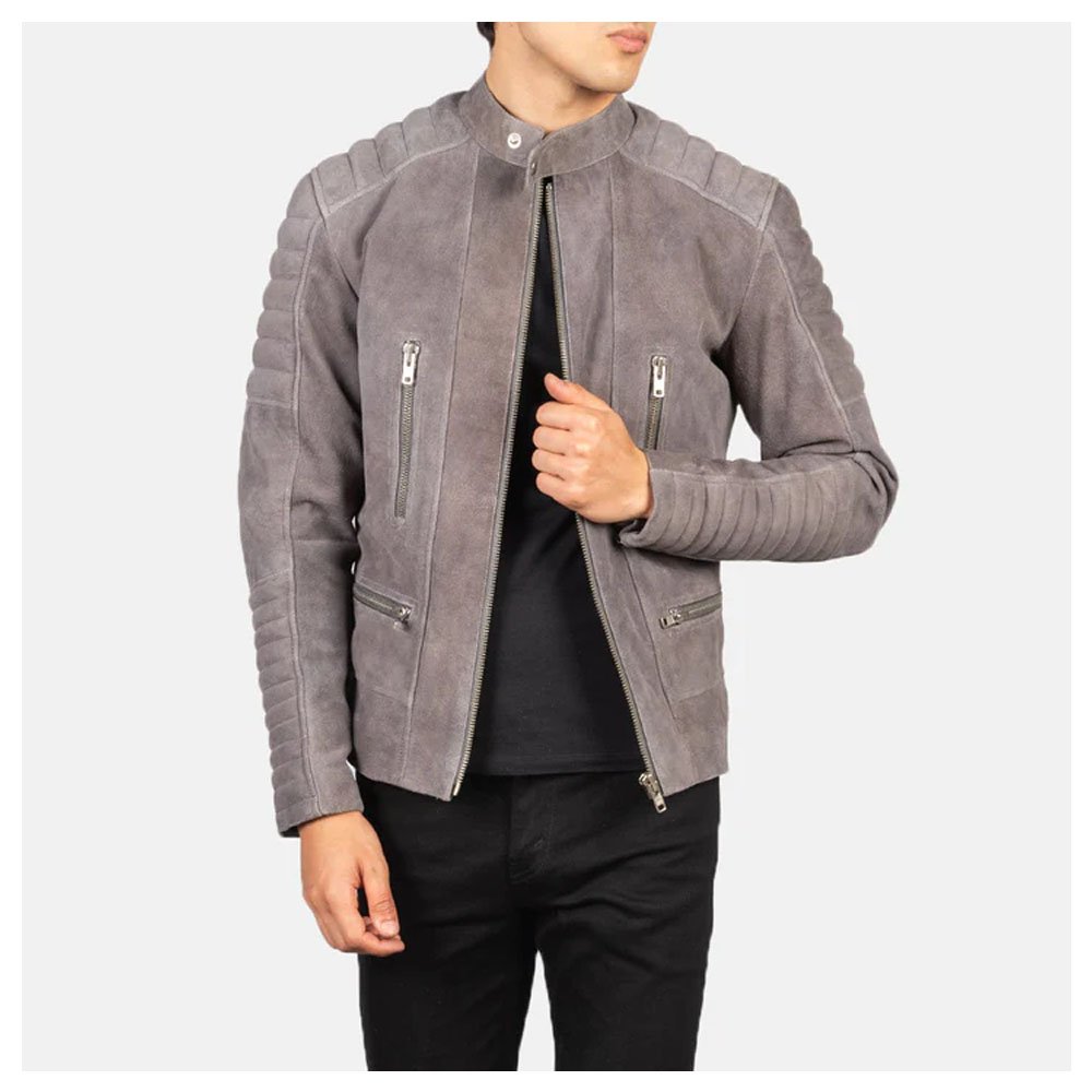 Damian Grey Suede Biker Jacket
