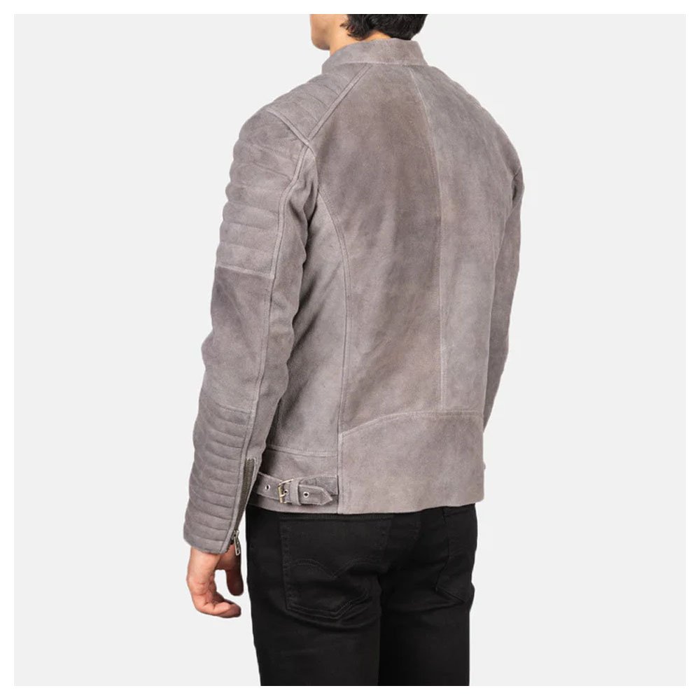 Damian Grey Suede Biker Jacket - Image 2