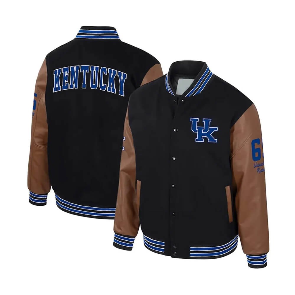 Men’s Kentucky Wildcats Black Letterman Jacket - Image 2