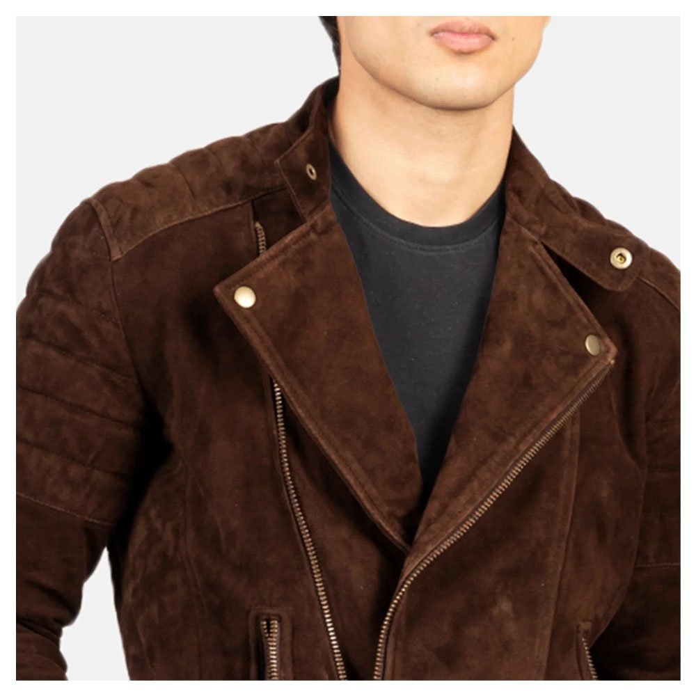 Faisor Mocha Suede Biker Jacket - Image 2