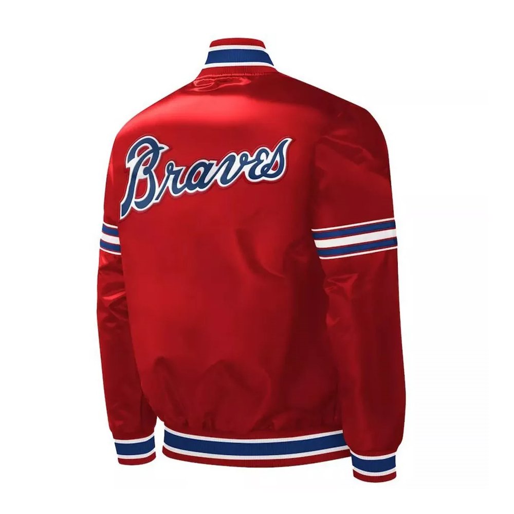 Red Slider Satin Full-Snap Varsity Jacket