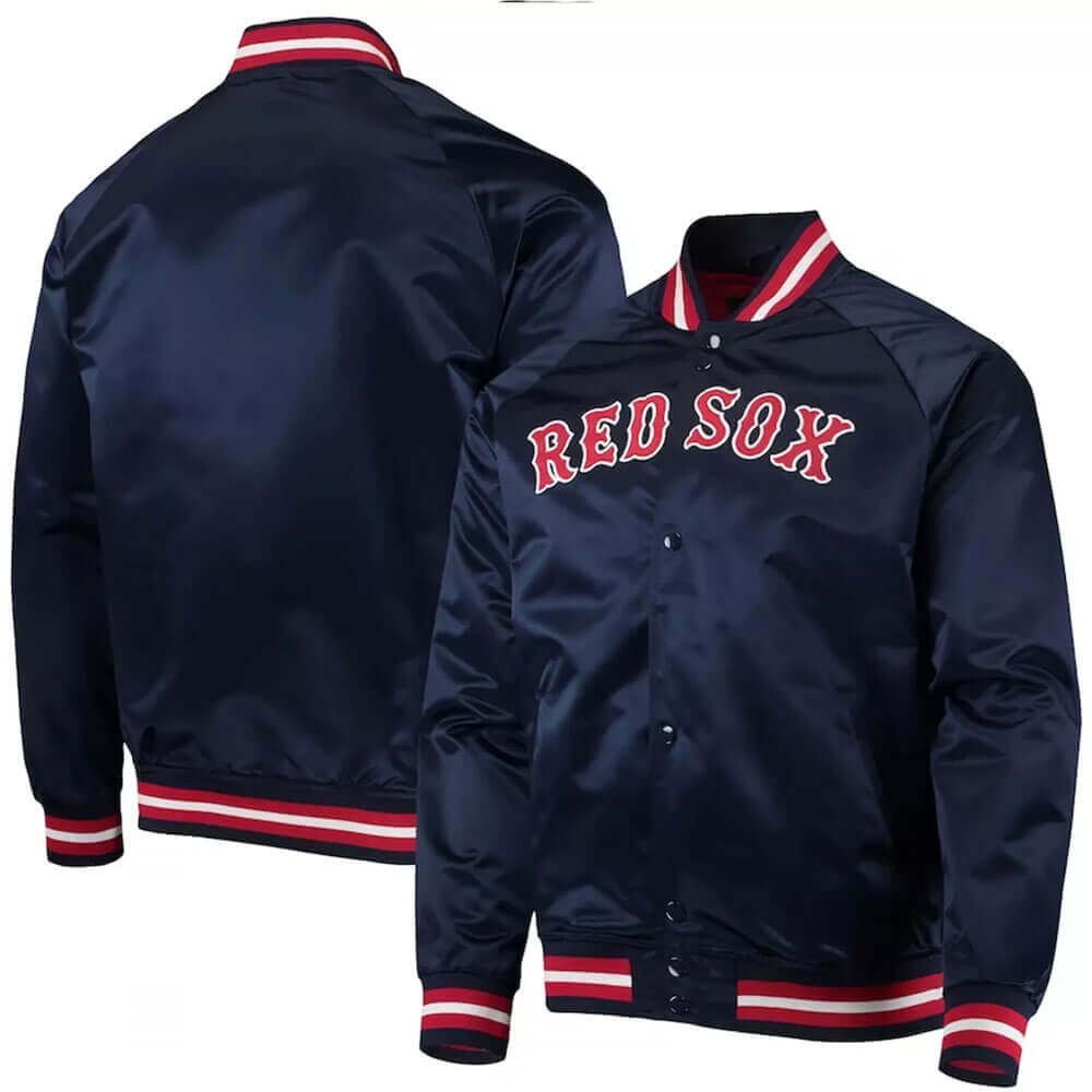 Red Sox Mitchell & Ness Navy Lightweight Satin Raglan Full-Snap Jacket