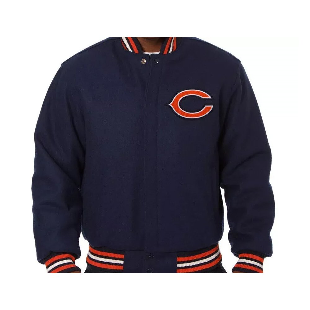 Men's JH Design Navy Chicago Bears Embroidered Wool Jacket