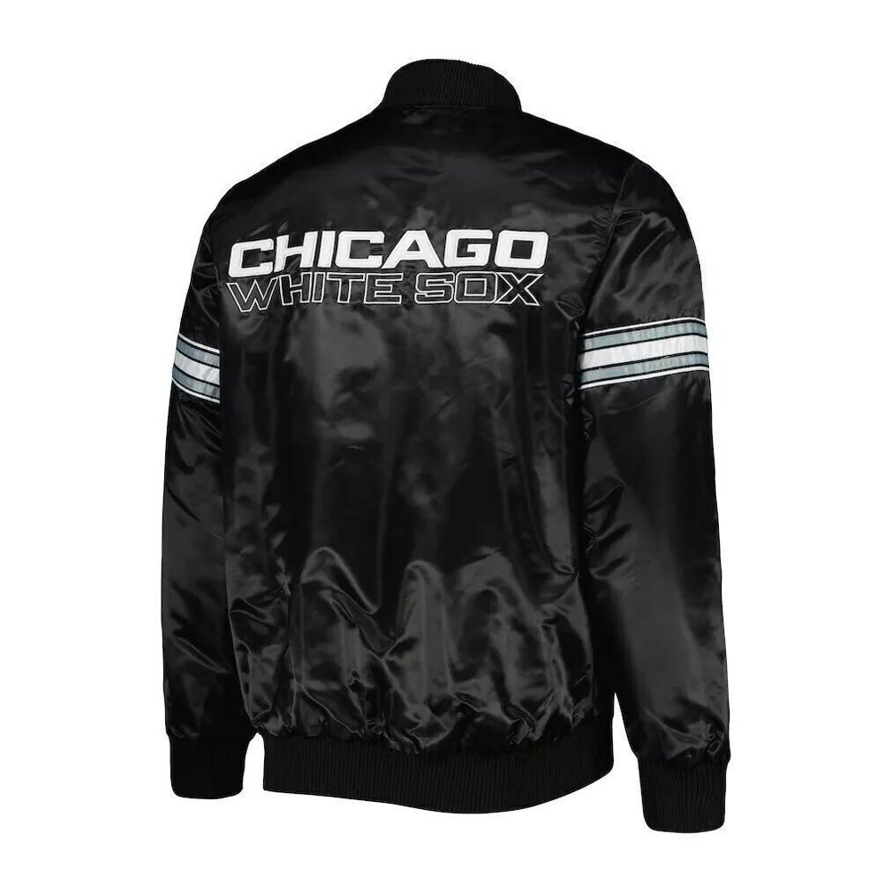 Chicago White Sox Black Satin Baseball Letterman Jacket