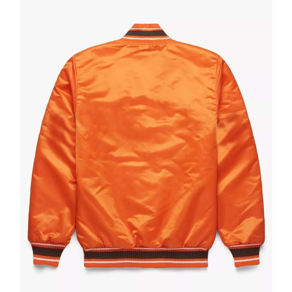Cleveland Browns Orange Satin Letterman Baseball Jacket Varsity Jacket