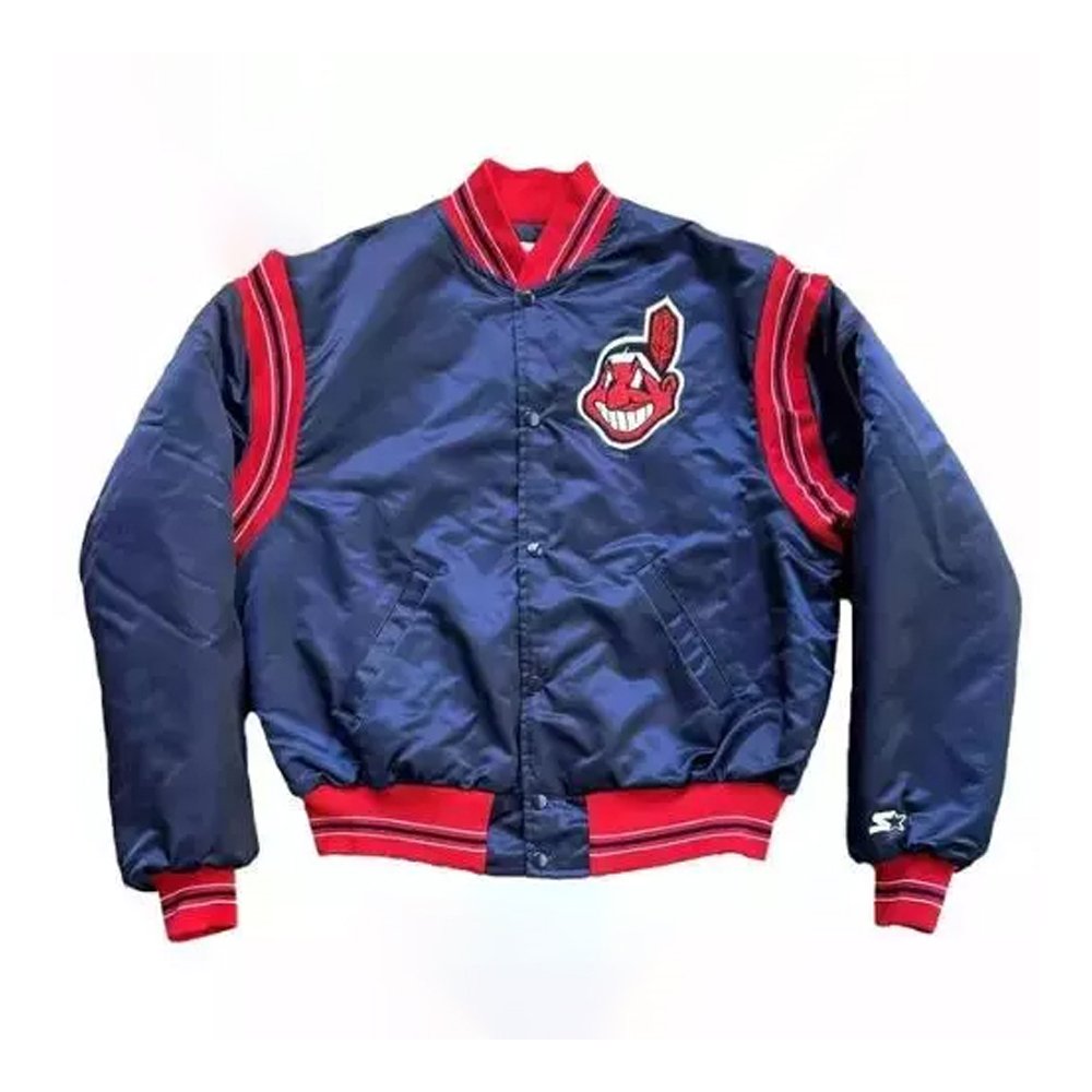 1989 Cleveland Indians Blue Full-Snap Satin Jacket