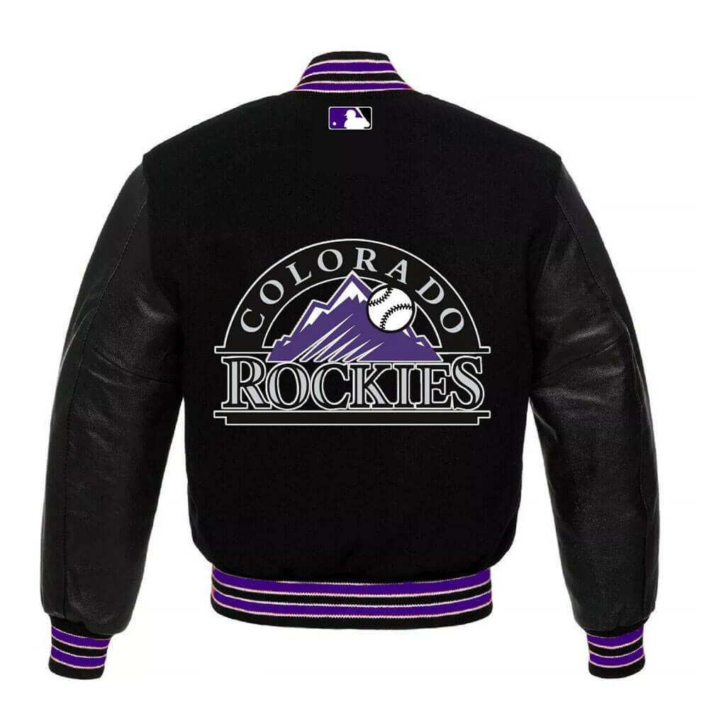 Colorado Rockies Letterman Black Wool Varsity Jacket