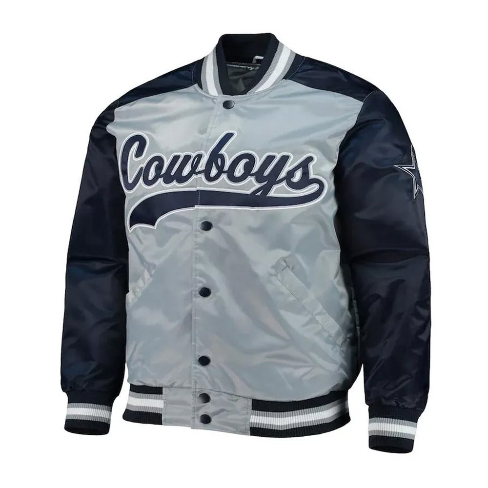 Dallas Cowboys Satin Blue and Grey Jacket