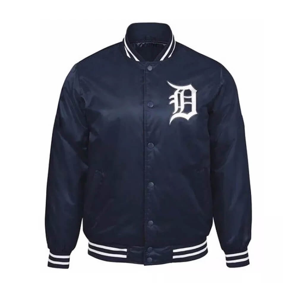 Men's Navy Blue Stacked Logo Medium Weight Jacket