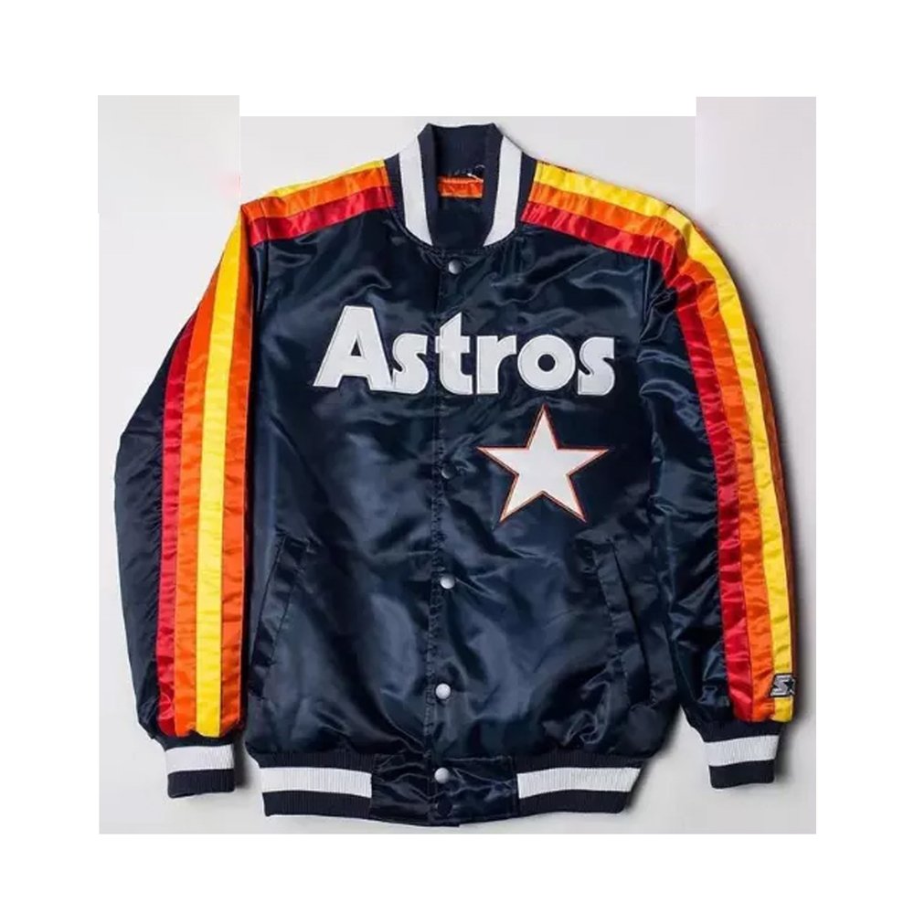 Houston Astros Vintage 80s Starter Satin Bomber Jacket - MLB Baseball