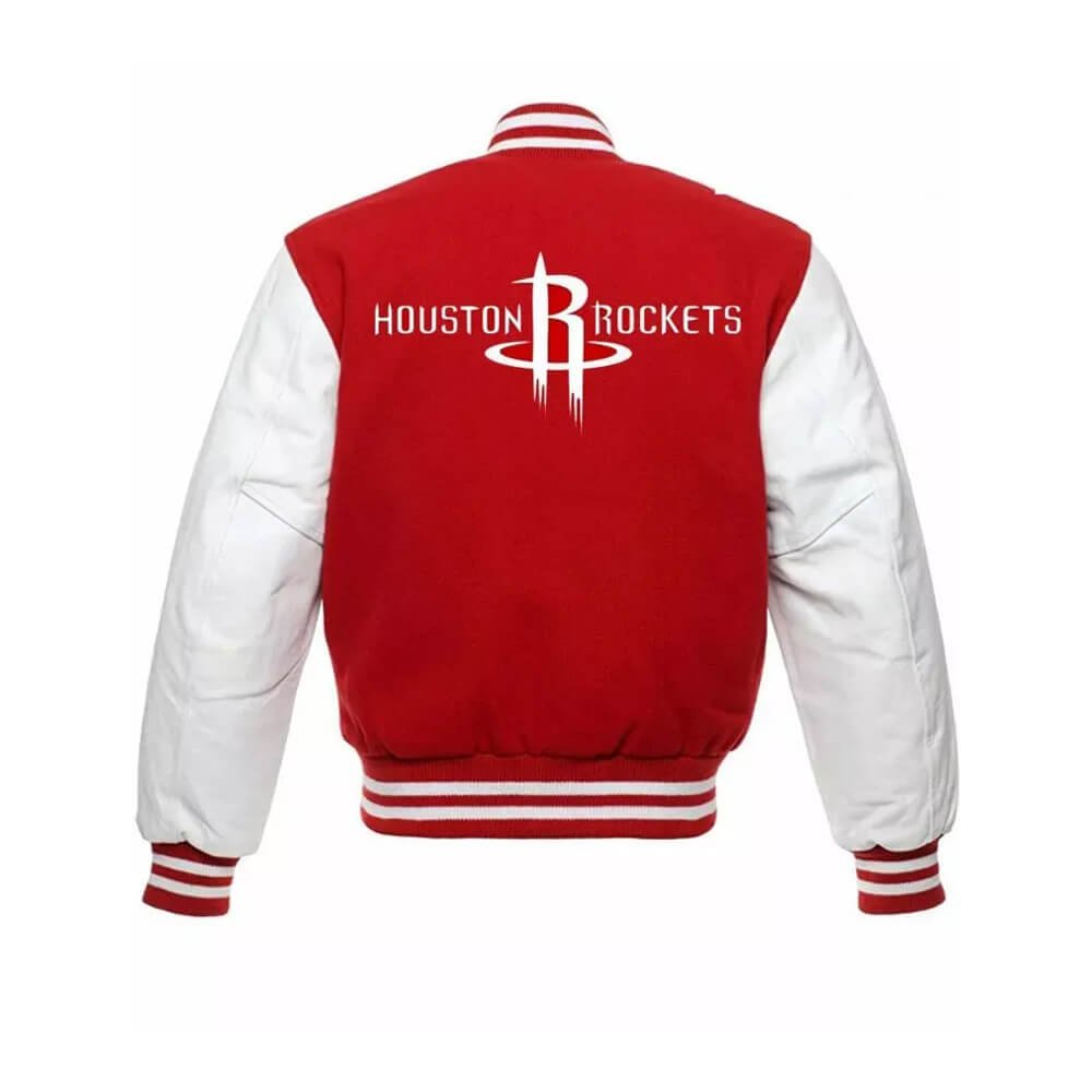 Houston Rockets Red White Varsity Jacket