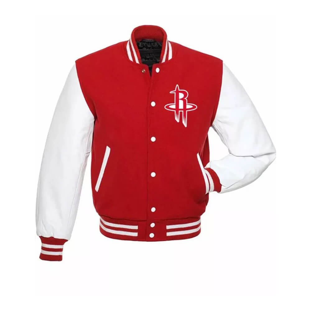 Houston Rockets Red White Varsity Jacket