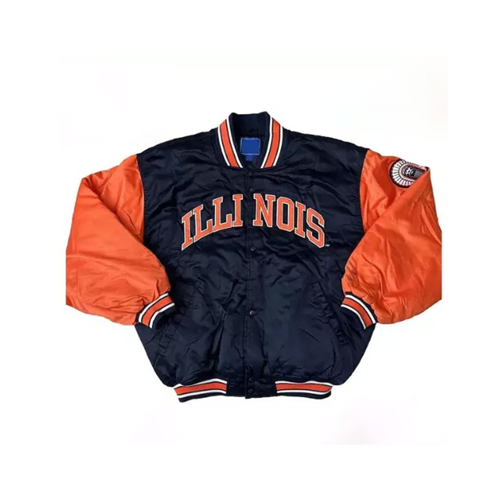 Vintage Illinois Satin Bomber Jacket