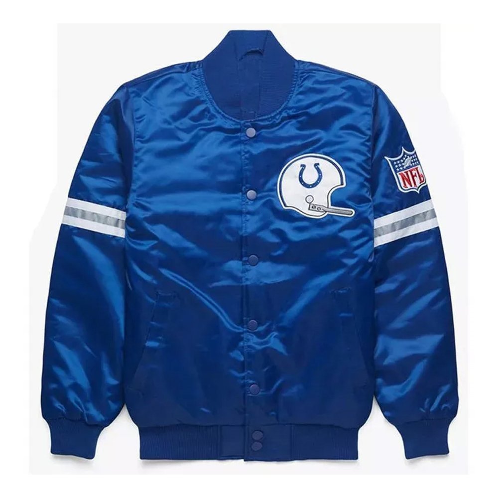 Men’s Colts Starter Royal Satin Snap Jacket