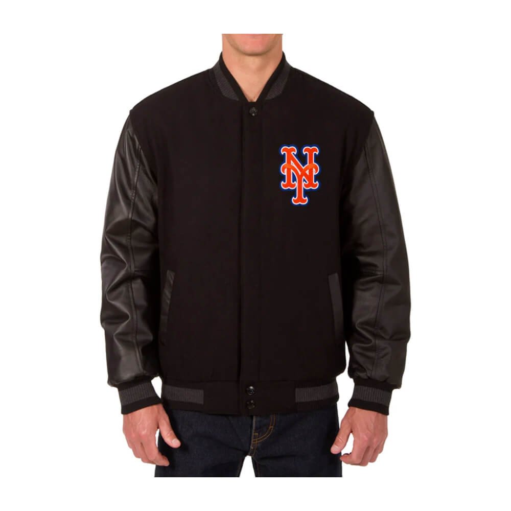 Men's Mets Wool & Leather Jacket