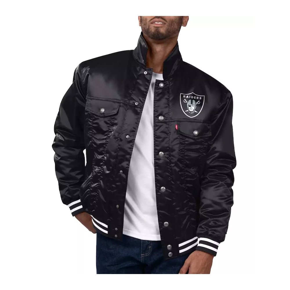 black Las Vegas Raiders trucker jacket