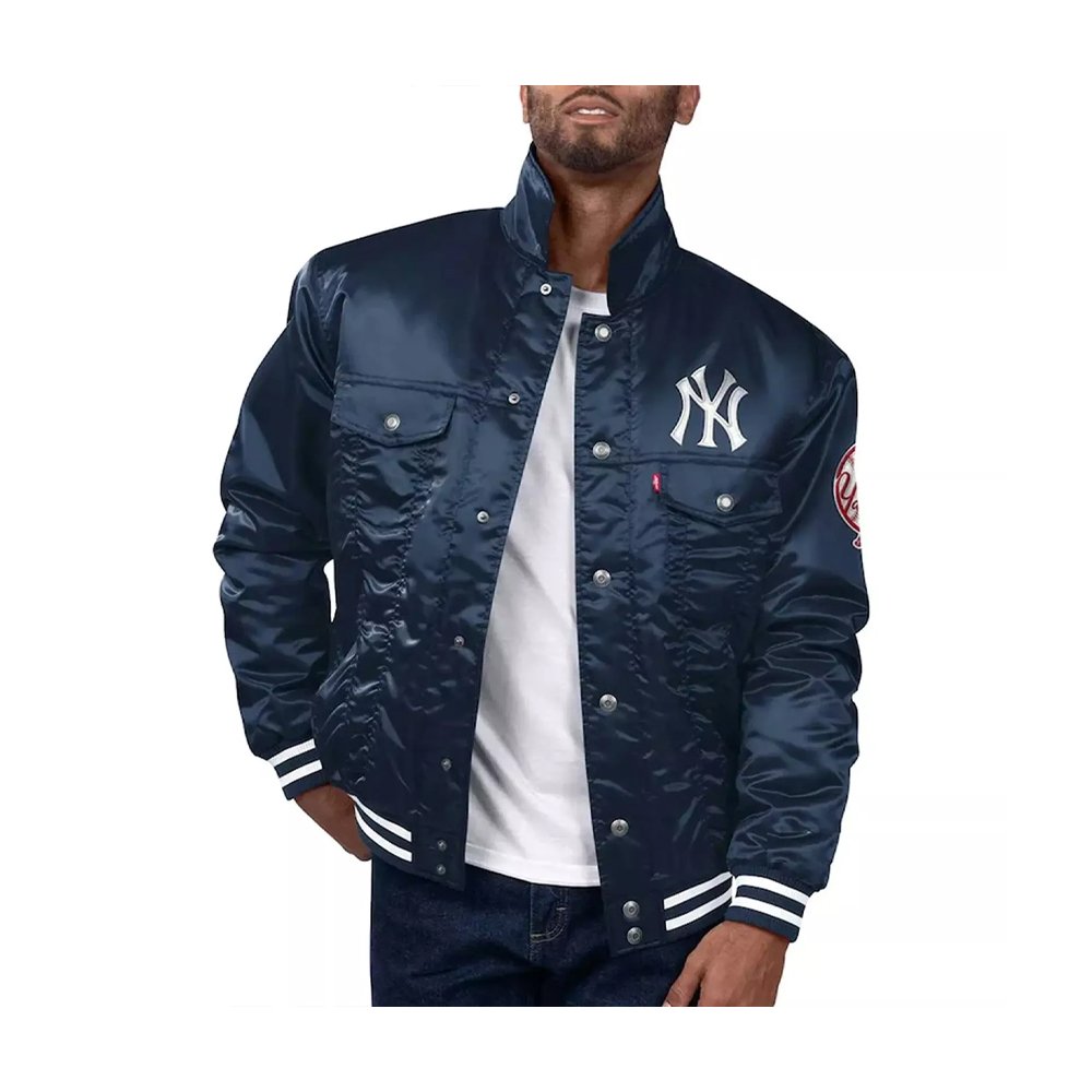 Navy Silver Tab Trucker Jacket