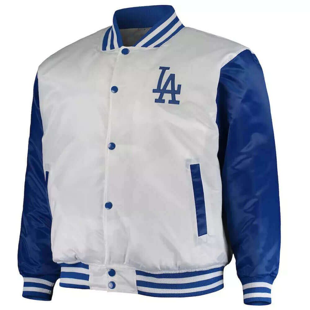 Men’s LA Dodgers White & Royal Satin Jacket