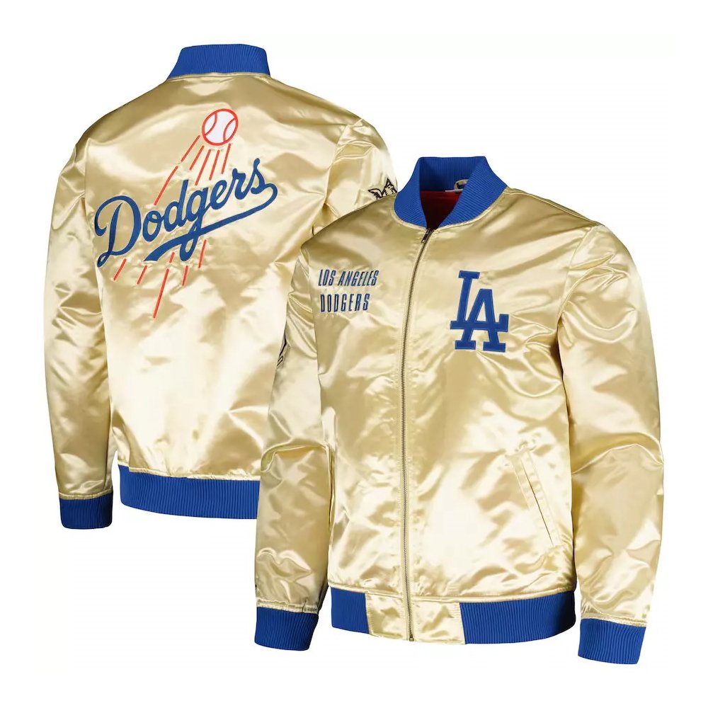 Men’s LA Dodgers Gold Satin Jacket - Image 6