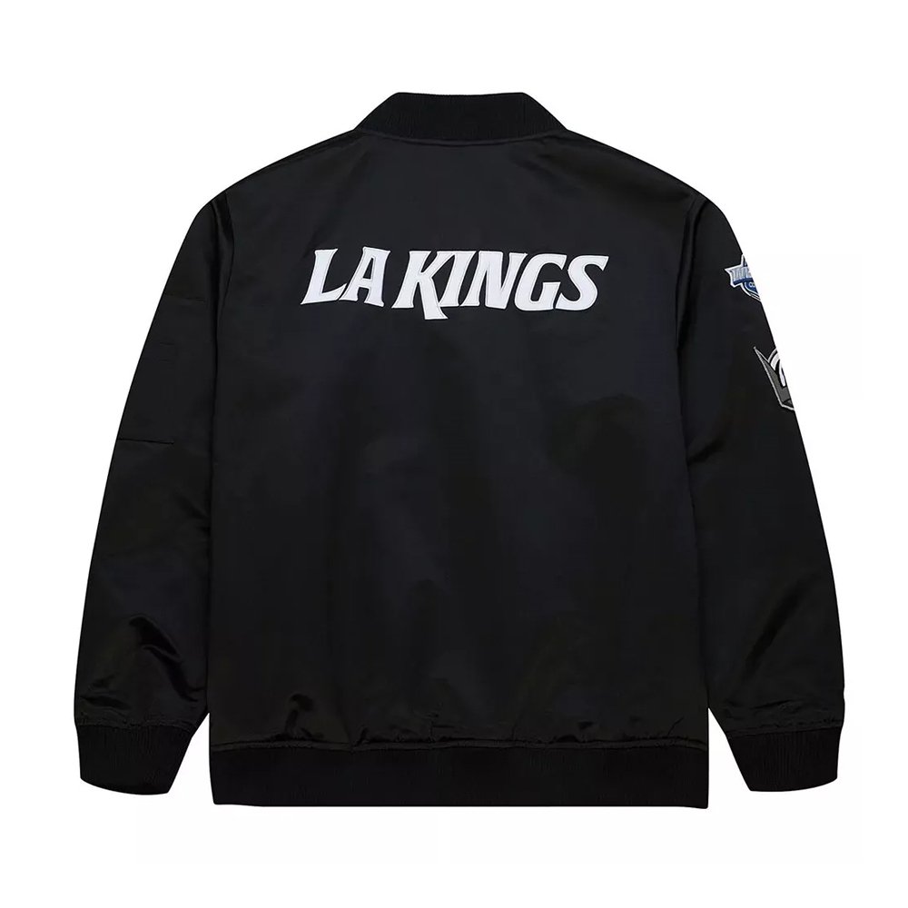 Premium varsity-inspired design for timeless style Snap-button front for easy, comfortable wear Ribbed collar, cuffs, and hem for secure fit Bold Los Angeles graphics and embroidered team logos Soft inner lining for warmth and comfort
