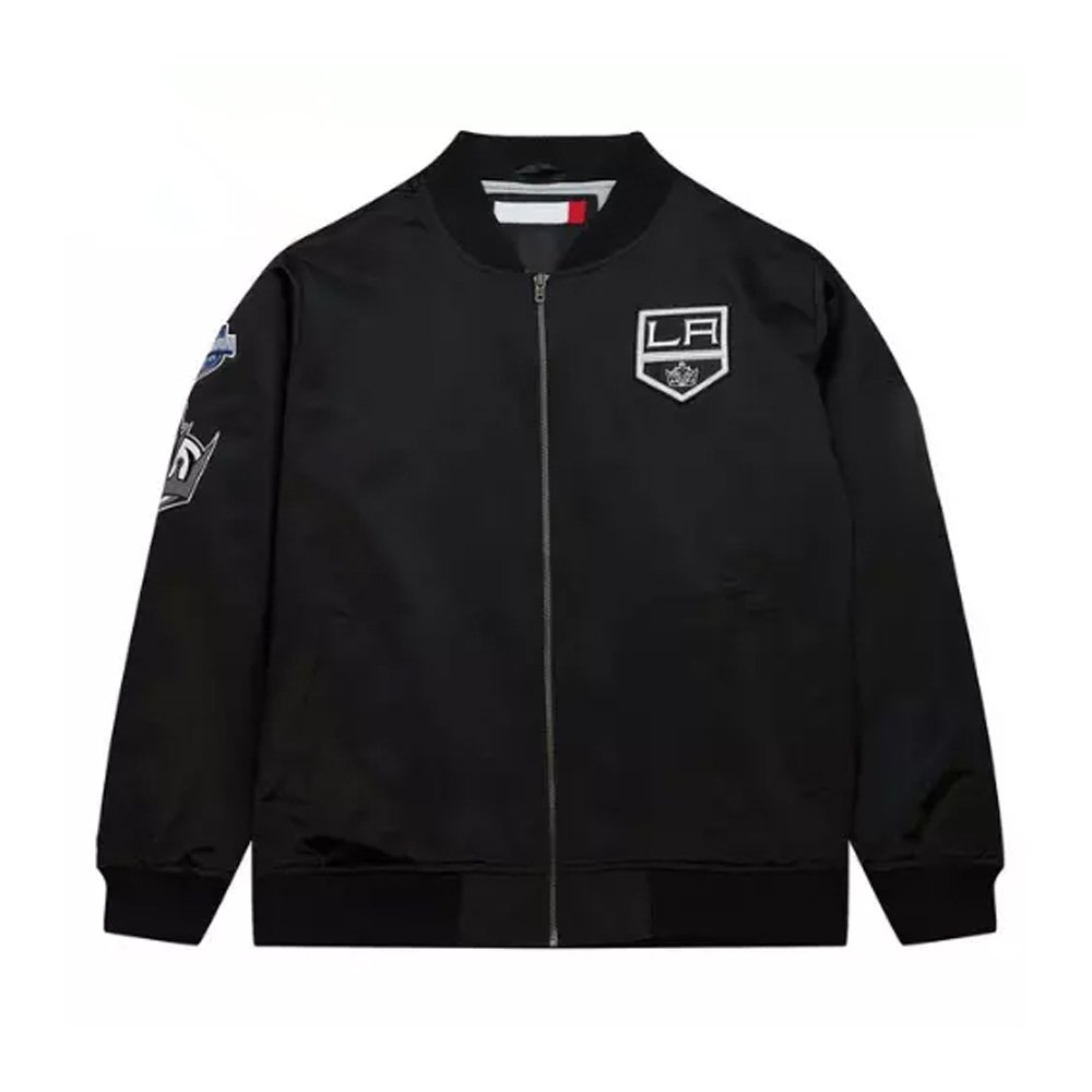 Premium varsity-inspired design for timeless style Snap-button front for easy, comfortable wear Ribbed collar, cuffs, and hem for secure fit Bold Los Angeles graphics and embroidered team logos Soft inner lining for warmth and comfort