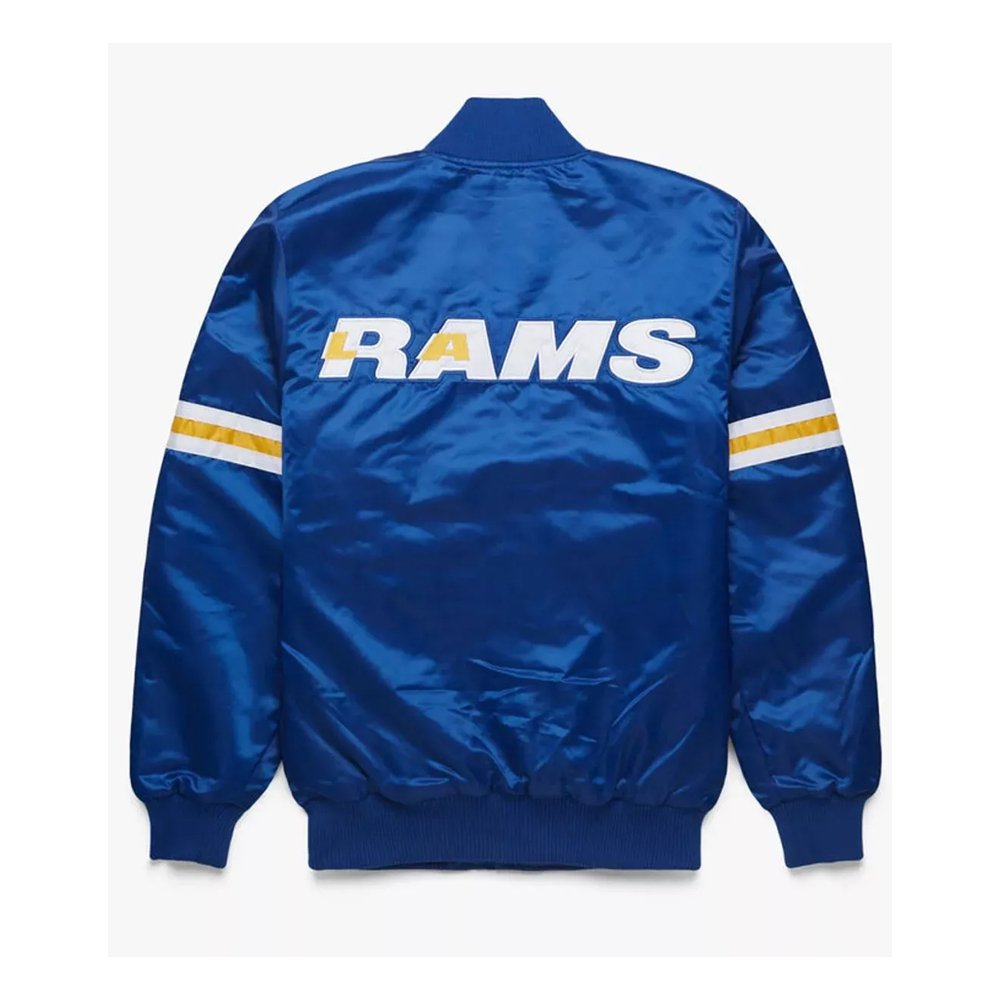 royal blue Starter Los Angeles Rams satin varsity jacket
