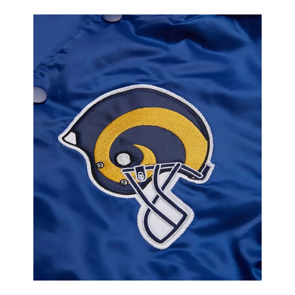 royal blue Starter Los Angeles Rams satin varsity jacket