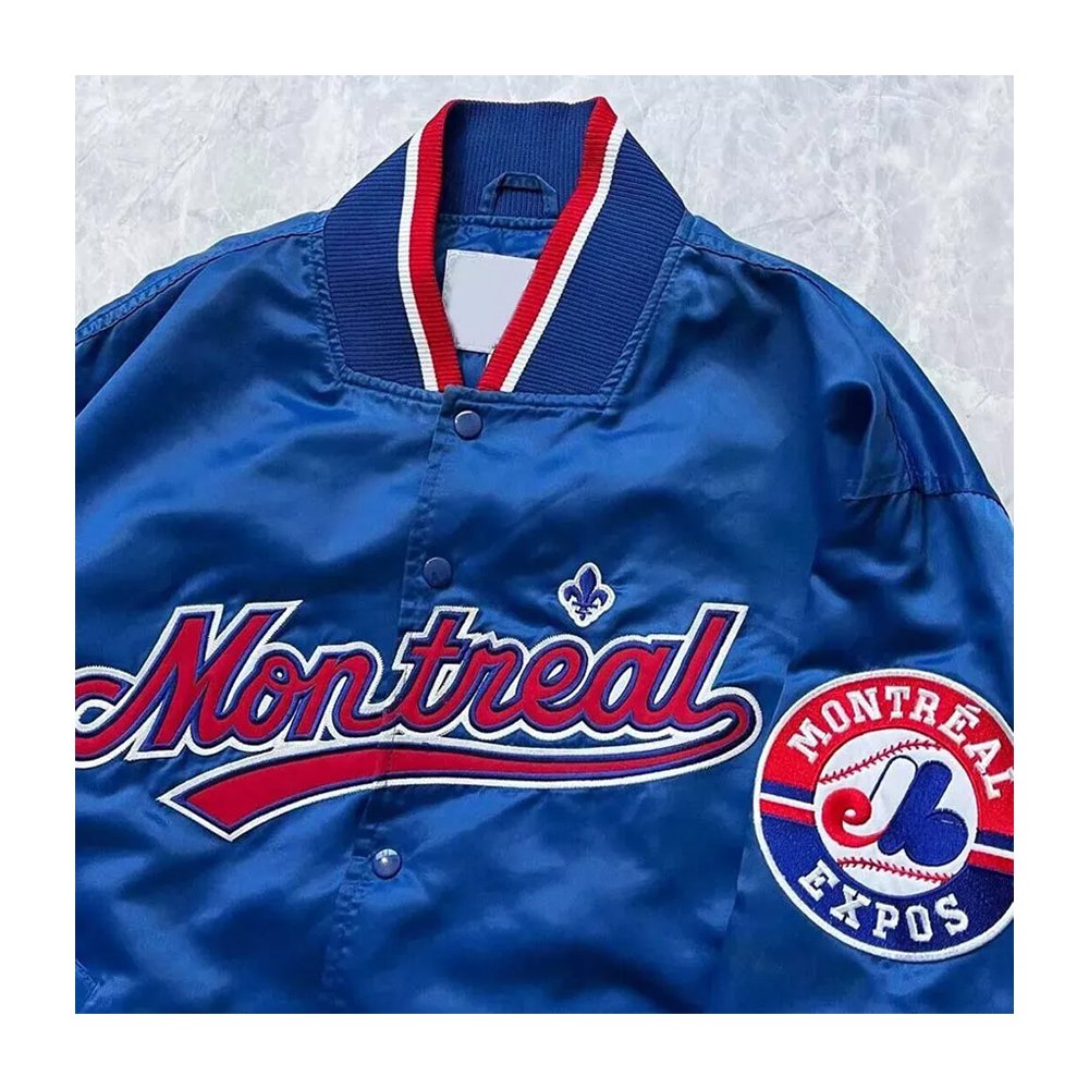 90’s Montreal Expos Blue Satin Jacket - Image 2