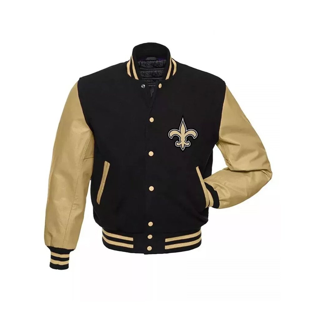 JH Design Saints Wool Leather Varsity Jacket