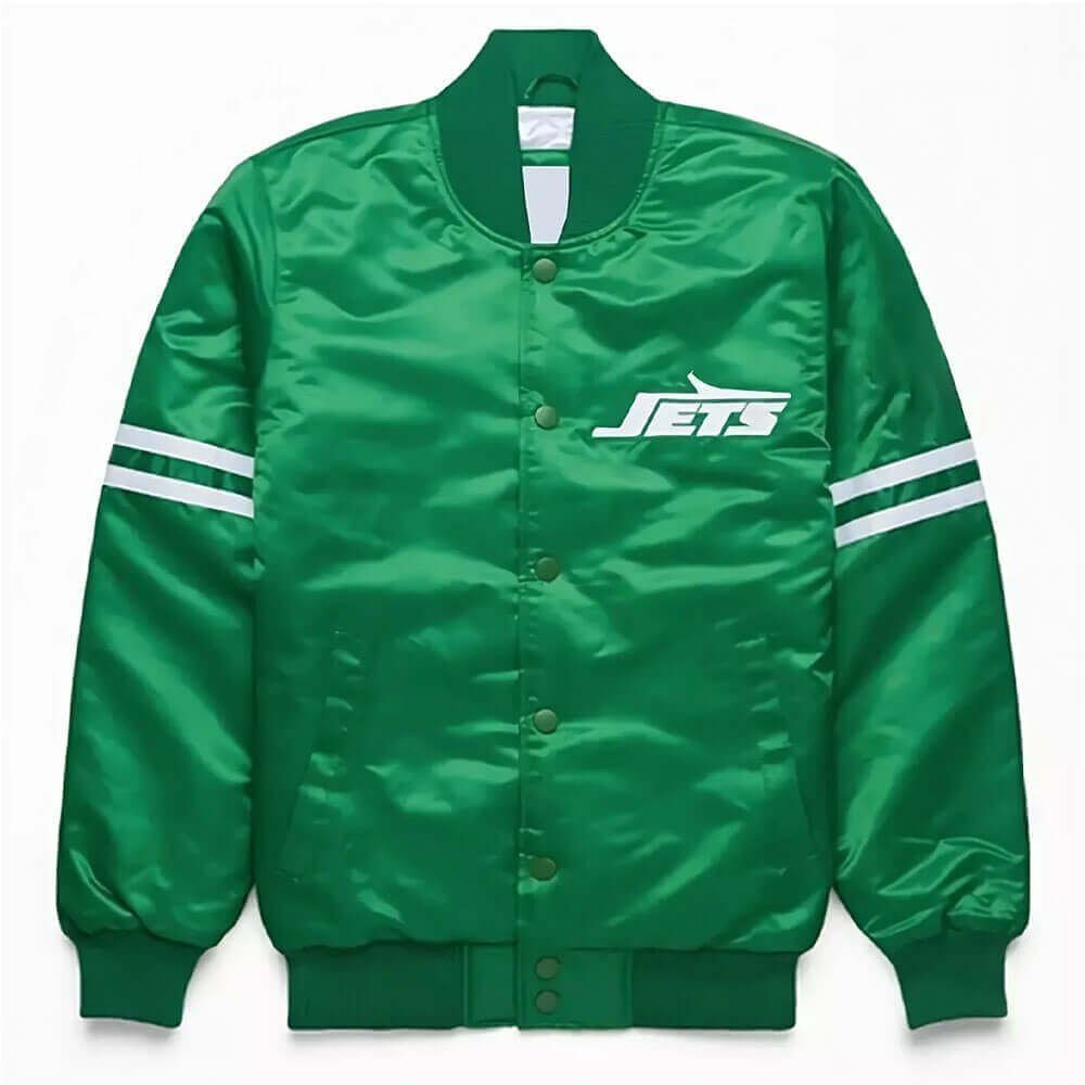 Jets Green Satin Varsity Jacket