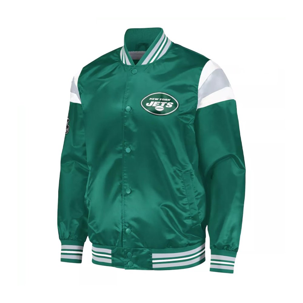 Jets Green Satin Varsity Jacket