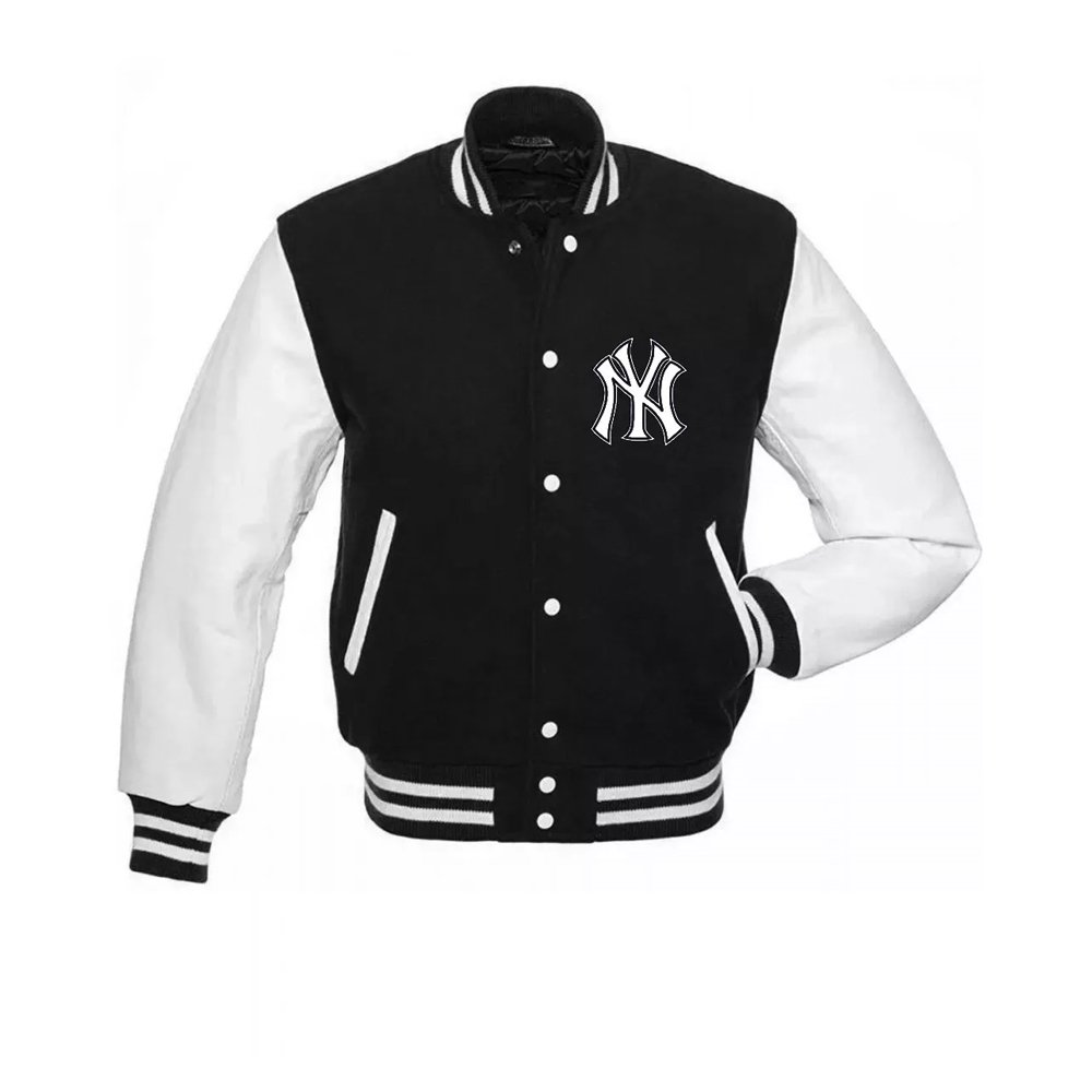 Yankees Black & White Letterman Jacket