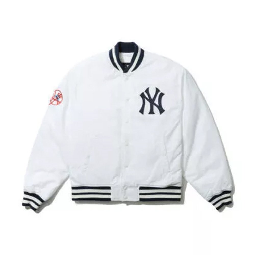 Yankees White Padded Baseball Jacket