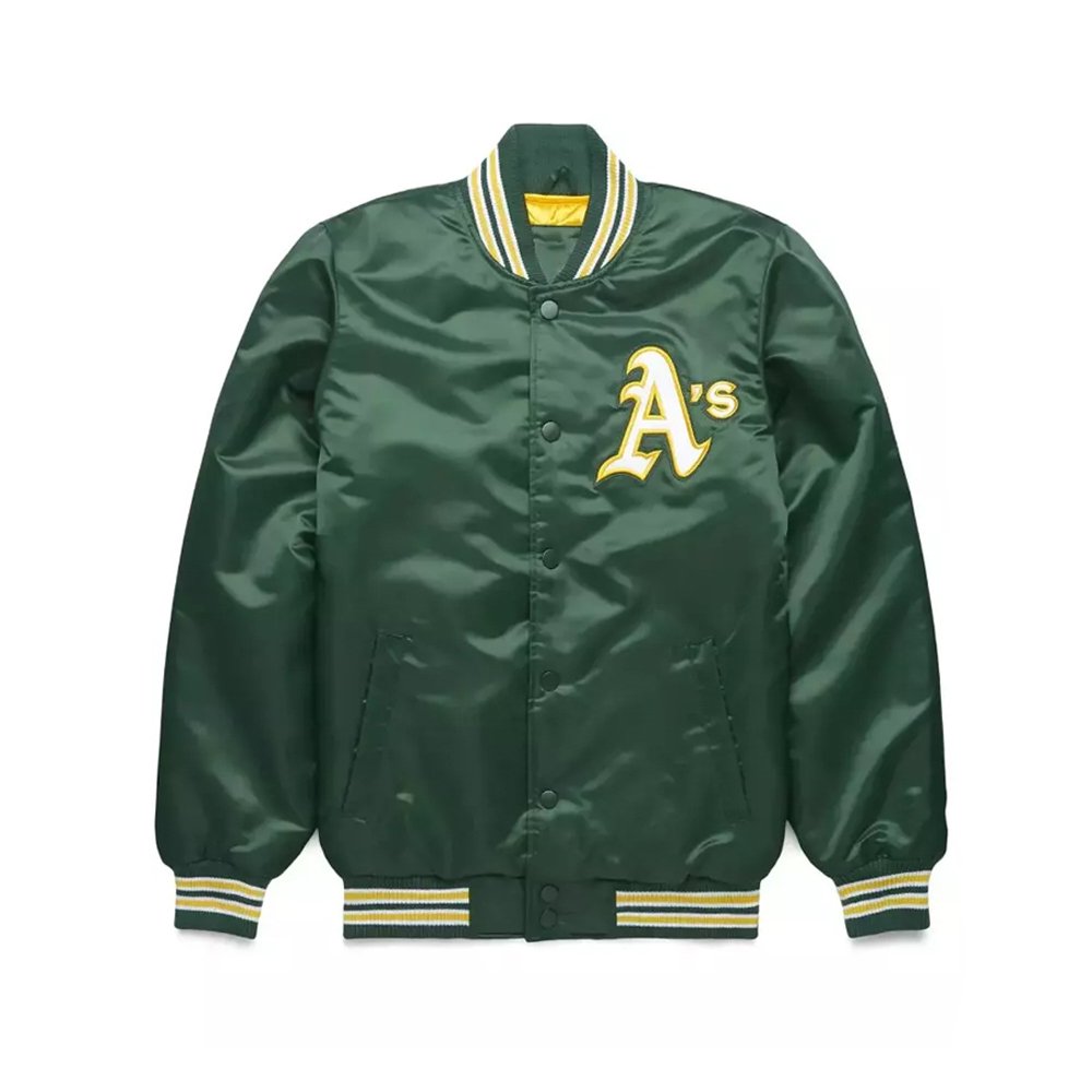 Vintage Green Satin Bomber Jacket