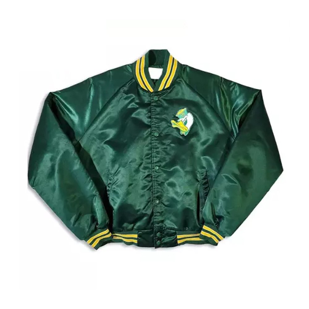Oregon Ducks 80’s Full-Snap Green Satin Jacket