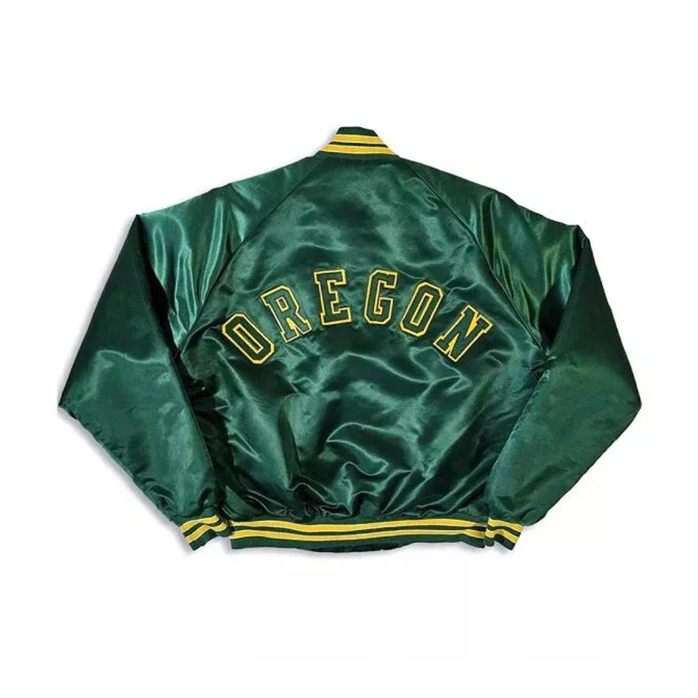 Oregon Ducks 80’s Full-Snap Green Satin Jacket