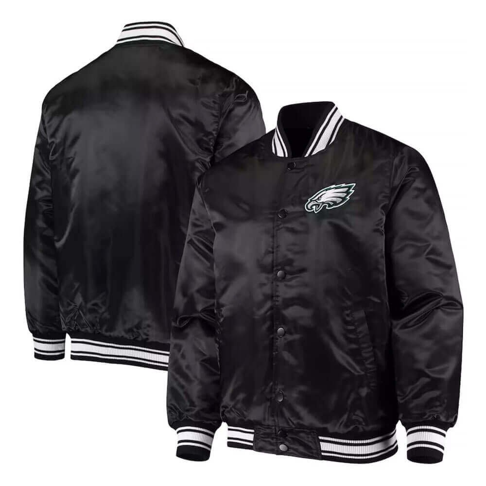 Starter Eagles Black Logo Satin Jacket