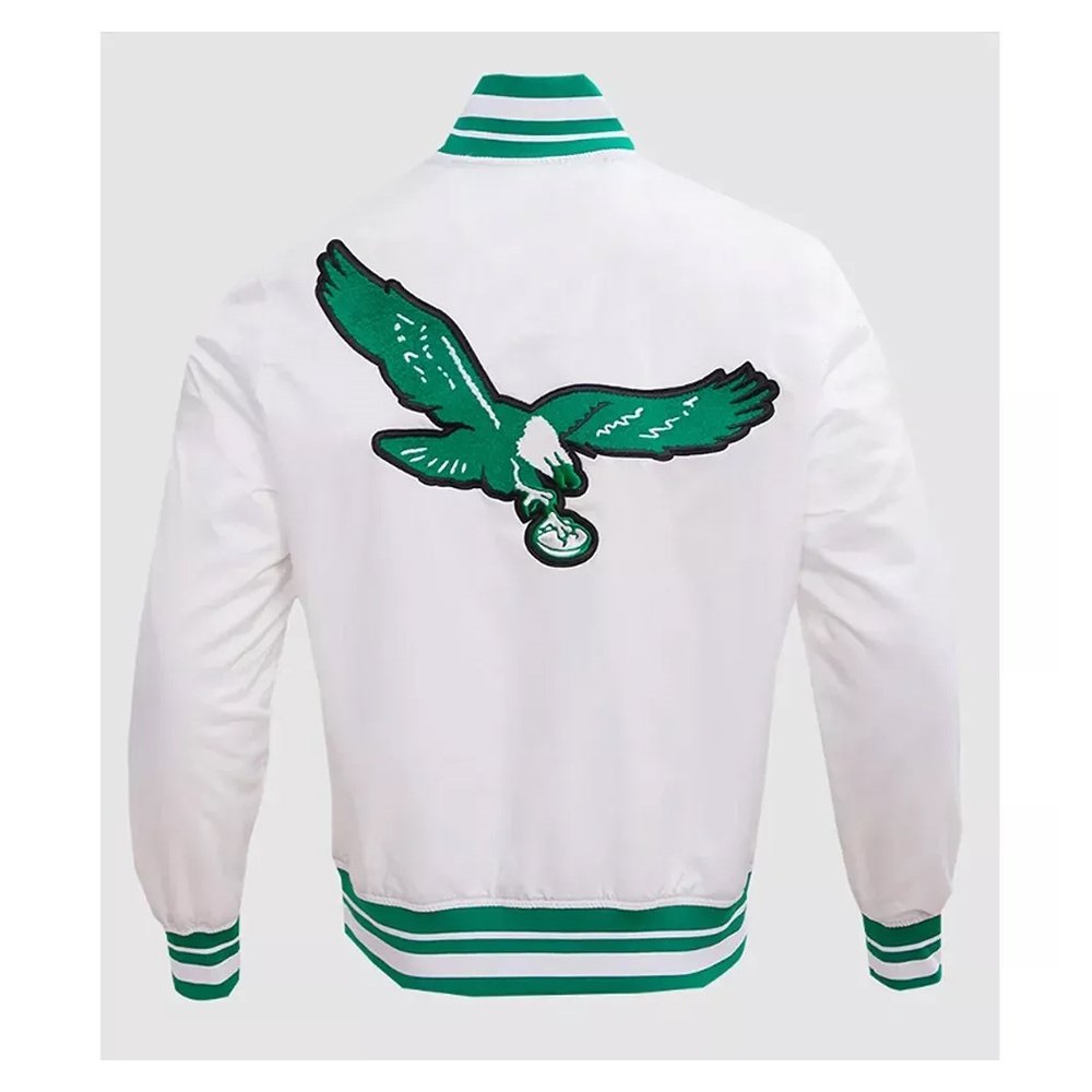 Eagles Retro White Satin Bomber Jacket