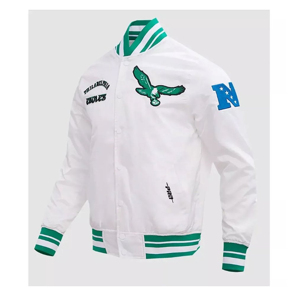 Eagles Retro White Satin Bomber Jacket - Image 2