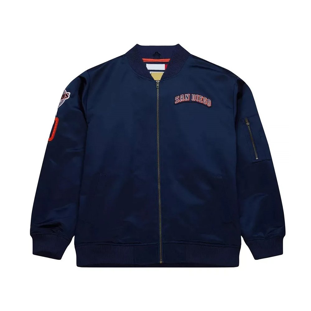 Padres Navy Satin Bomber Jacket