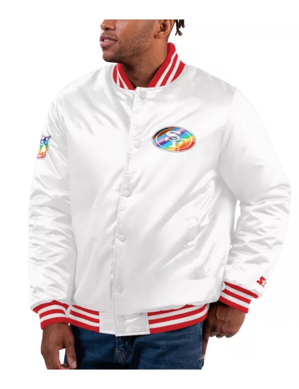 Men’s 49ers Starter White Pride Varsity Jacket