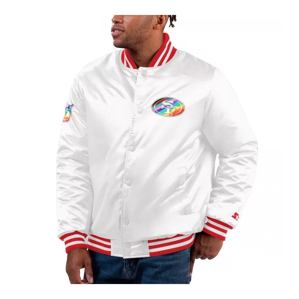 Men’s 49ers Starter White Pride Varsity Jacket