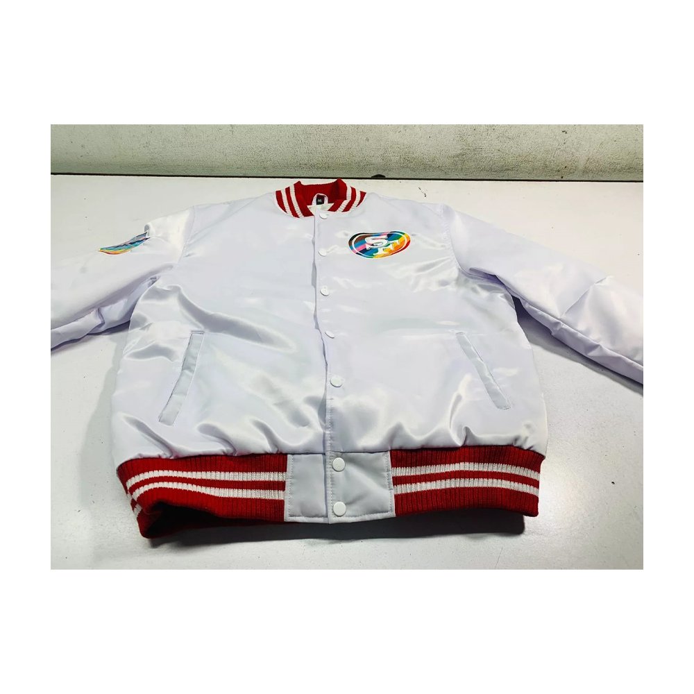 Men’s 49ers Starter White Pride Varsity Jacket - Image 3