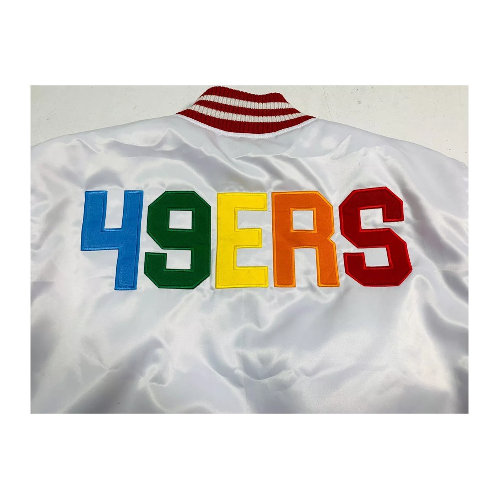 Men’s 49ers Starter White Pride Varsity Jacket - Image 4