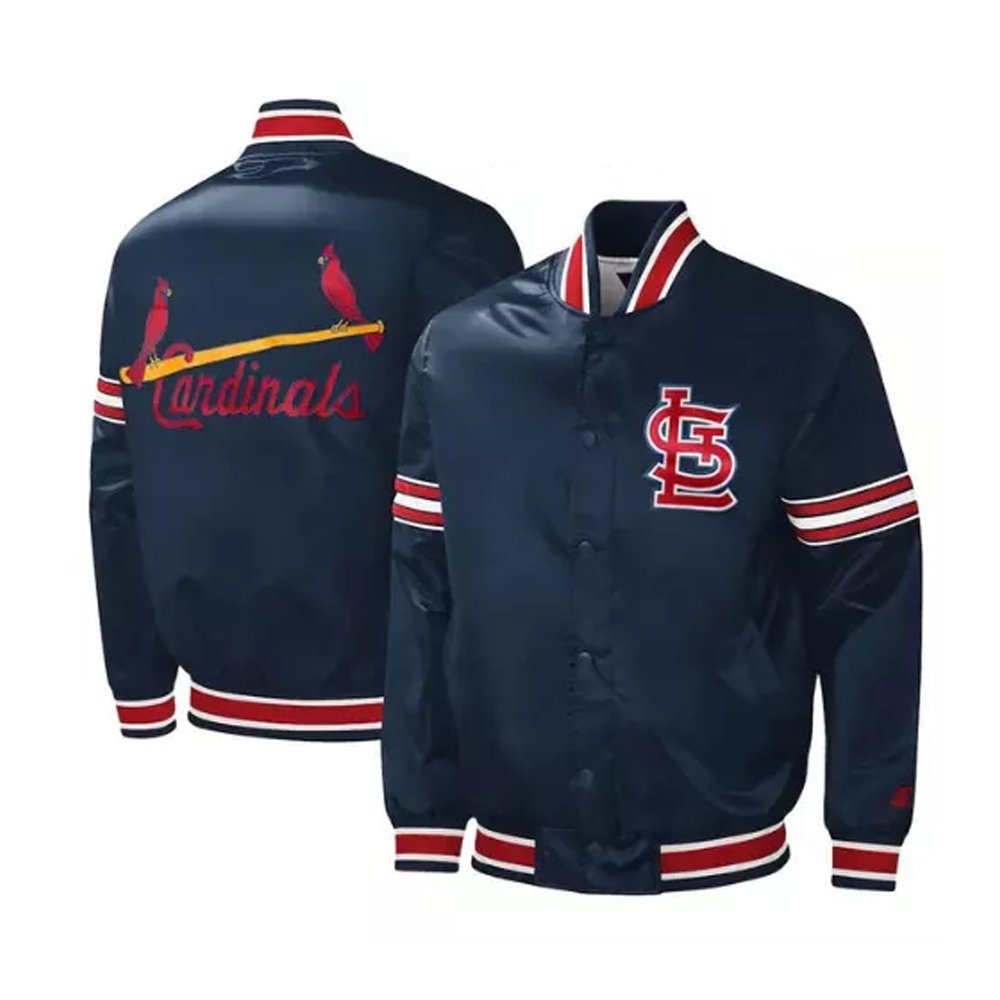 Cardinals Navy Satin Varsity Jacket - Image 3